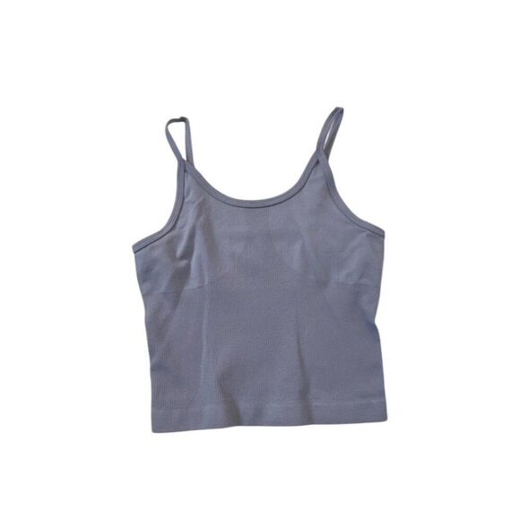 Seamless Light Gray Ribbed Tank Top 92% Polyamide 8% Elastane Small - Picture 1 of 4